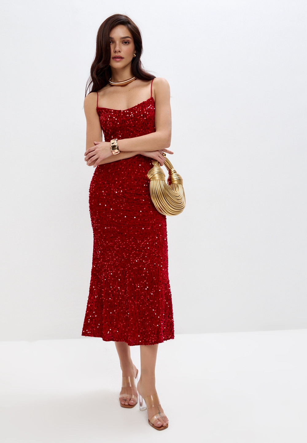 Платье мидакси с пайетками