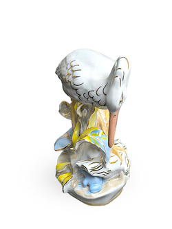 Фарфоровая статуэтка "Цапля и лягушка" (Аист) Дулево