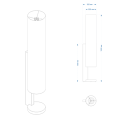 Технический чертеж торшера Piera с габаритными размерами в миллиметрах