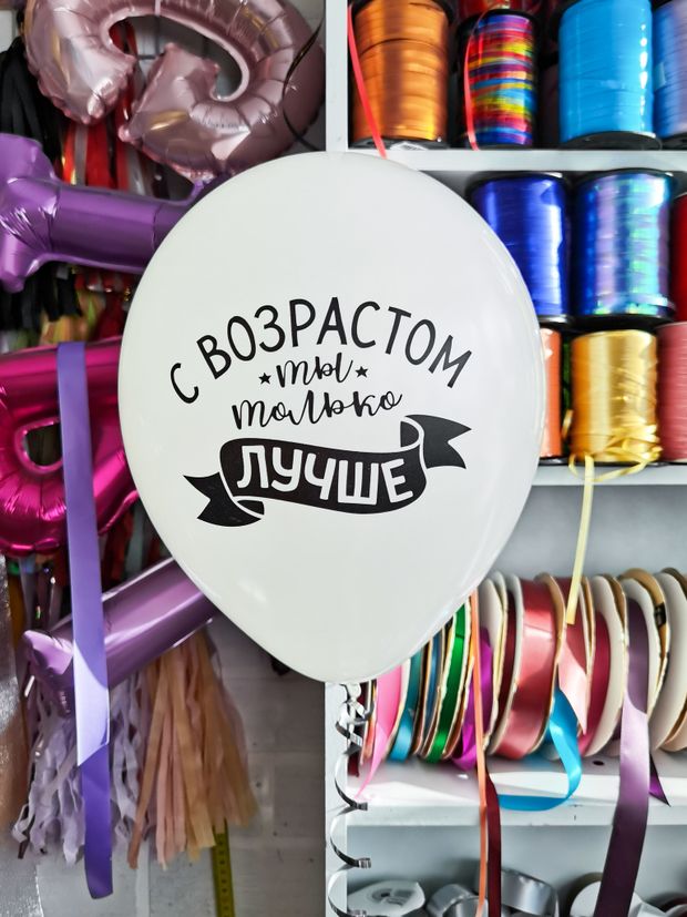 Шар с надписью ЧЮ 30 см 1/38 С возрастом ты только лучше. Белый (БГ-17)