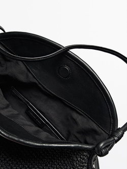 Massimo Dutti Плетеная сумка-портфель из бумажной лозы, черный