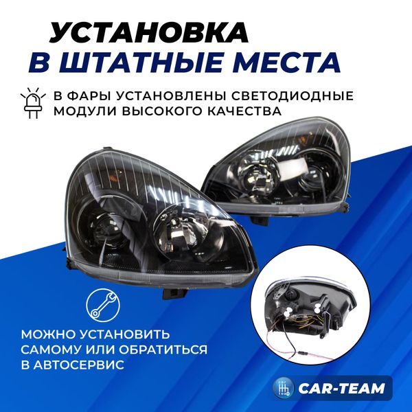 Фары Лада Приора передние с 2-мя Bi LED модулями, черная маска
