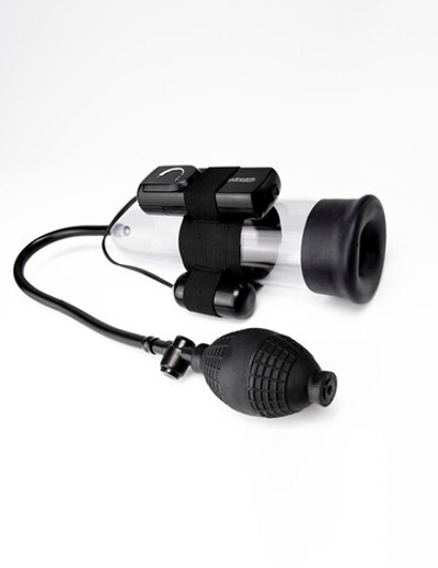 Помпа мужская Pump Worx Beginner's Vibrating Pump с вибрацией черная (Цвет: прозрачный с черным)