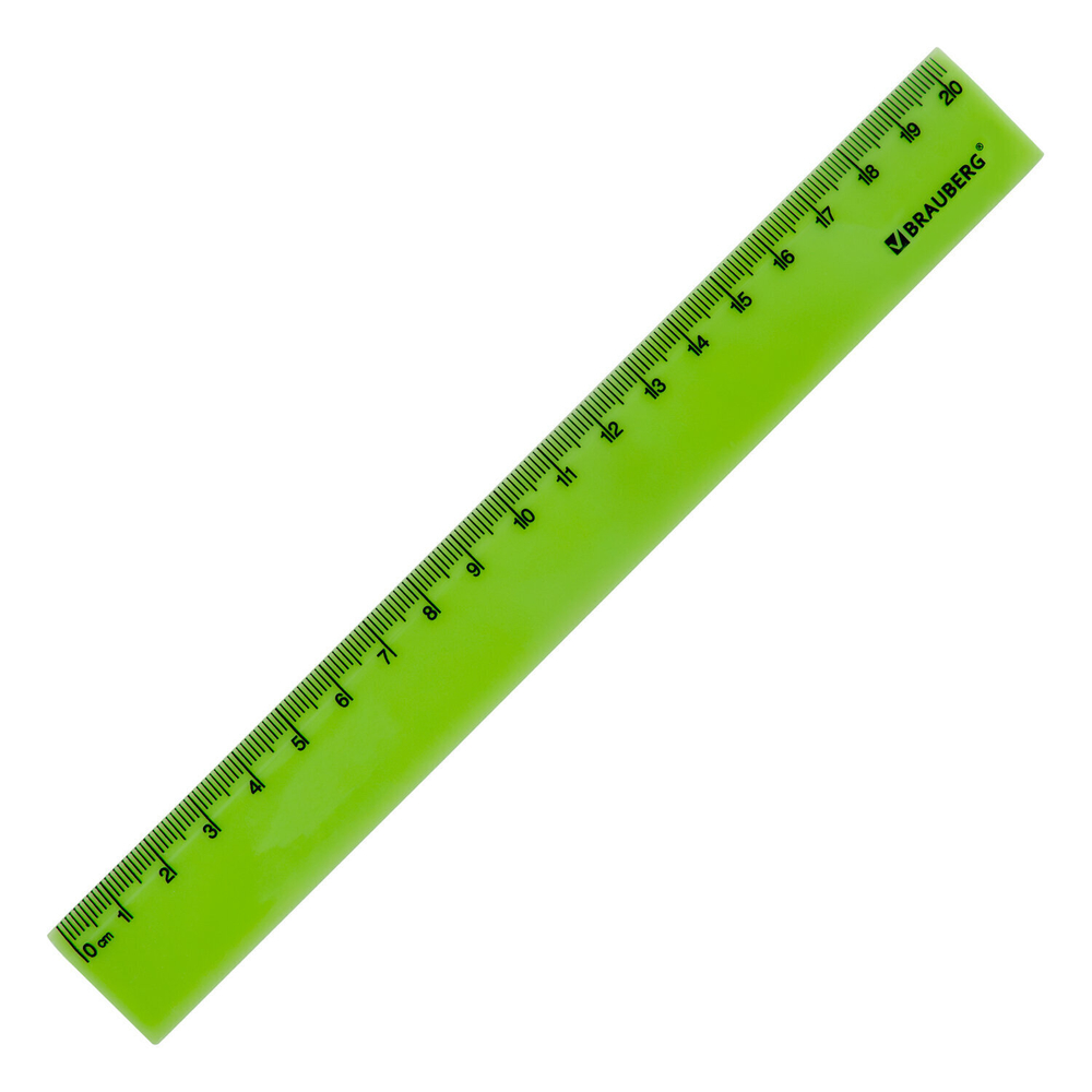 Линейка пластиковая 20 см BRAUBERG "NEON" непрозрачная ассорти (36 штук в упаковке)