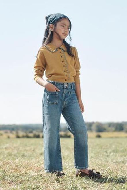 ZARA ДЖИНСЫ С ШИРОКОГО КРОЯ, СИНИЙ