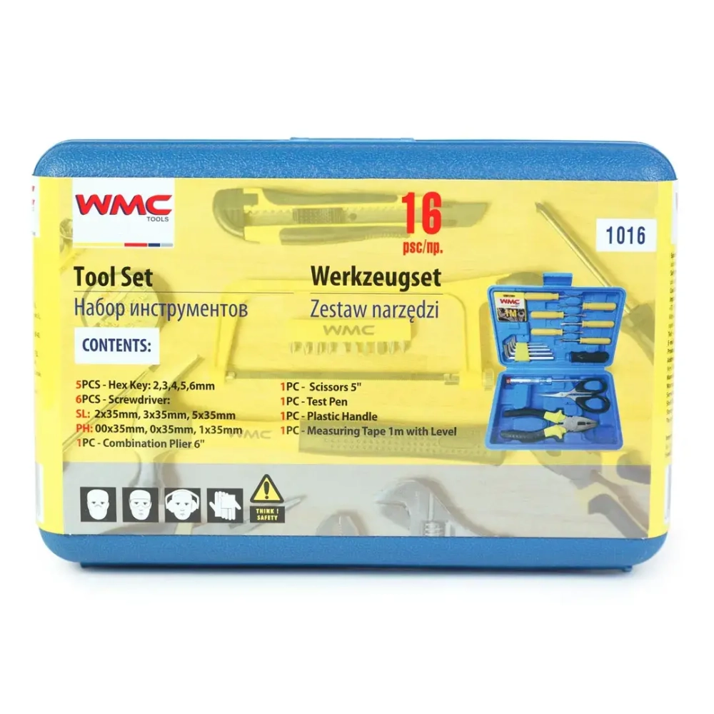 Набор шарнирно-губцевого инструмента и отверток 16пр., в кейсе WMC TOOLS WMC-1016