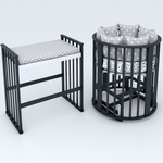 Детская кроватка для новорожденных Babyroom Мишка 7 в 1 с мятником, круглая/овальная