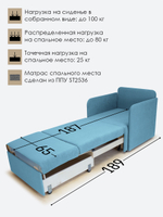 Кресло-кровать "Миник" с подлокотниками Candy Blue купон Пейзаж