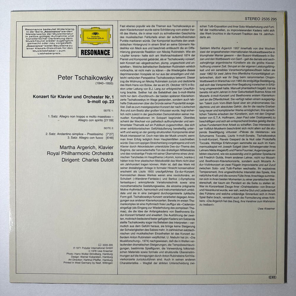 Чайковский - Концерт для фортепиано с оркестром №1 (Германия 1978г.)