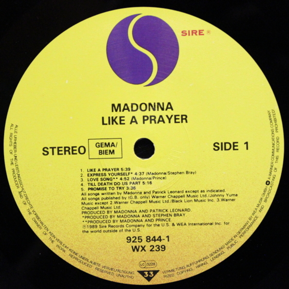 Madonna / Like A Prayer (LP)