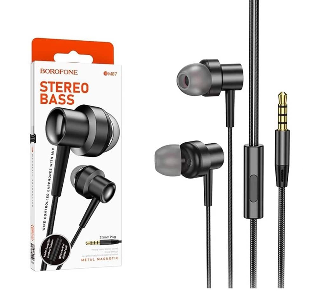Наушники с микрофоном BOROFONE BM87 (черный), мятая упаковка