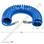 ЗУБР 10 м, 8 х 12 мм, 15 бар, воздушный спиральный шланг с фитингами рапид, Профессионал (6472-10)