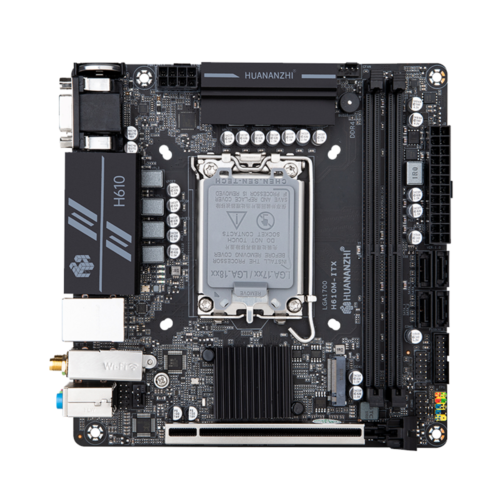 HUANANZHI H610M ITX Socket1700 Mini ITX Retail 2xDDR4 PCIe5.0 1xM.2 GLAN M.2 WiFi 5xUSB2 4xUSB3 VGA HDMI DP HNZ H610M ITX 8 225 COMEPART
