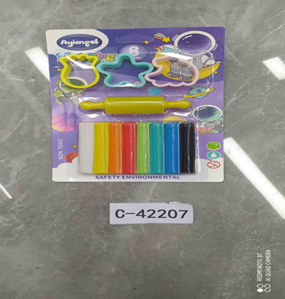 Тесто для лепки на блистере 2 формочек + каток, C-42208