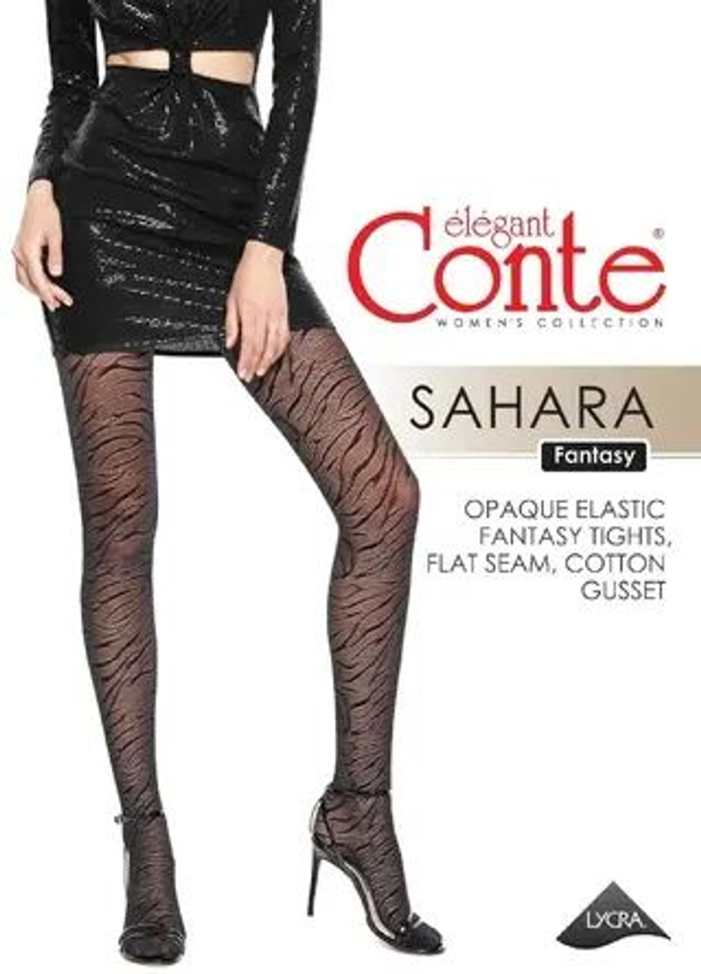 Колготки женские с анималистичным ажурным переплетением CONTE SAHARA