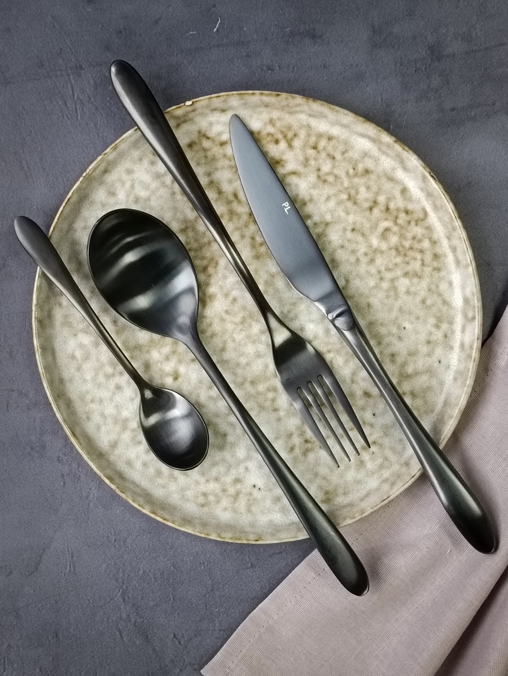 Ложка чайная ,покрытие PVD,черный матовый цвет,серия "Alessi-Black" P.L.