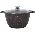 Кастрюля 4л со стекл. крышкой АП (кофейный мрамор) линия «Marble Induction»