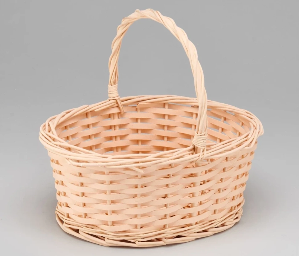 Корзина 30х21х12х25 см Ива с ручкой (Персиковый)