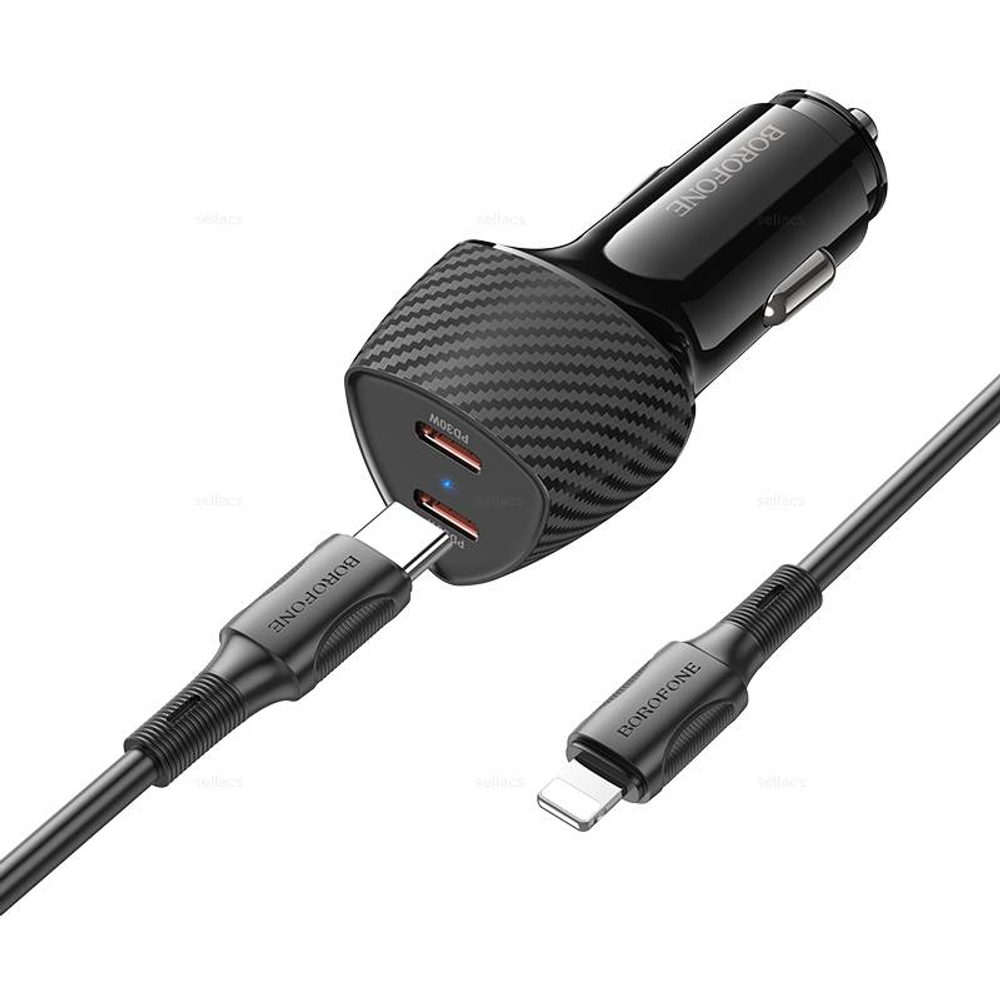 Автомобильное зарядное устройство Для Lightning Borofone BZ31D PD60W 2USB-C QC3.0 (black)