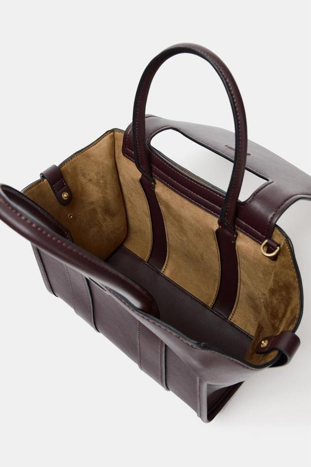 ZARA СУМКА-СИТИБЭГ С КЛАПАНОМ, БОРДОВО-КРАСНЫЙ