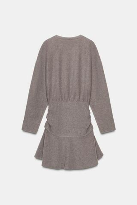 ZARA МЯГКОЕ ПЛАТЬЕ С ПОЯСОМ, РЫЖЕВАТО-КОРИЧНЕВЫЙ