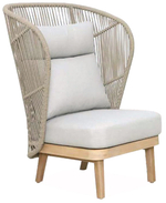 Лаунж-кресло плетеное с высокой спинкой Tagliamento Mali, натуральный