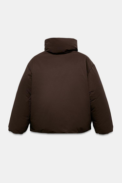 ZARA КОРОТКАЯ СТЕГАНАЯ КУРТКА WATER AND WIND PROTECTION, КОРИЧНЕВЫЙ