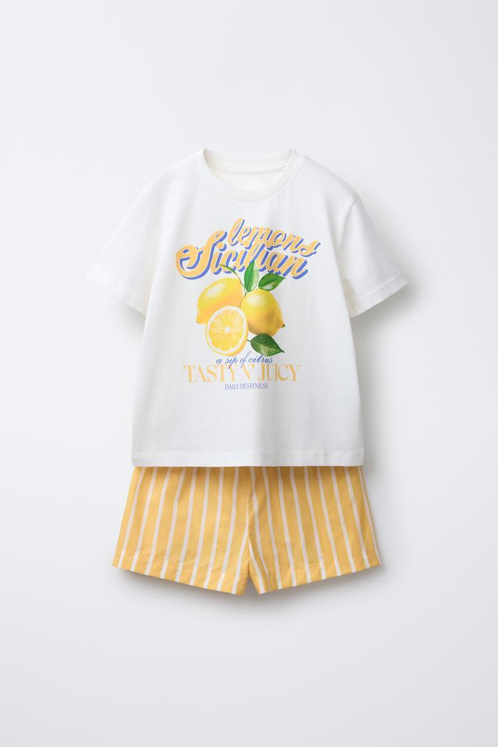 ZARA ПОЛОСАТАЯ ПИЖАМА С ЛИМОНАМИ, ОРАНЖЕВЫЙ