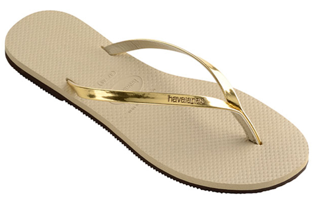 Havaianas Rubber Sole Metal Flip Flops Women"s Light Brown