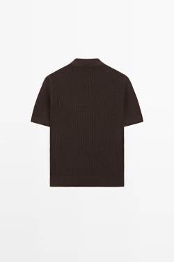 Massimo Dutti Ажурное поло из смесового хлопка, коричневый