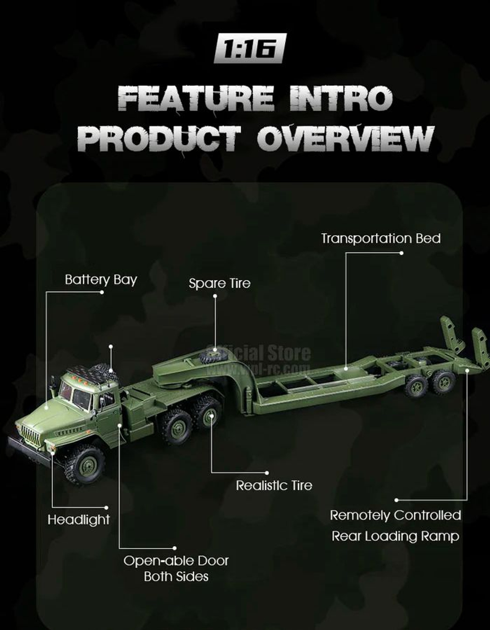 Радиоуправляемая машина WPL Советский военный грузовик трал 1:16 6WD 2.4G - WPLB-36-3
