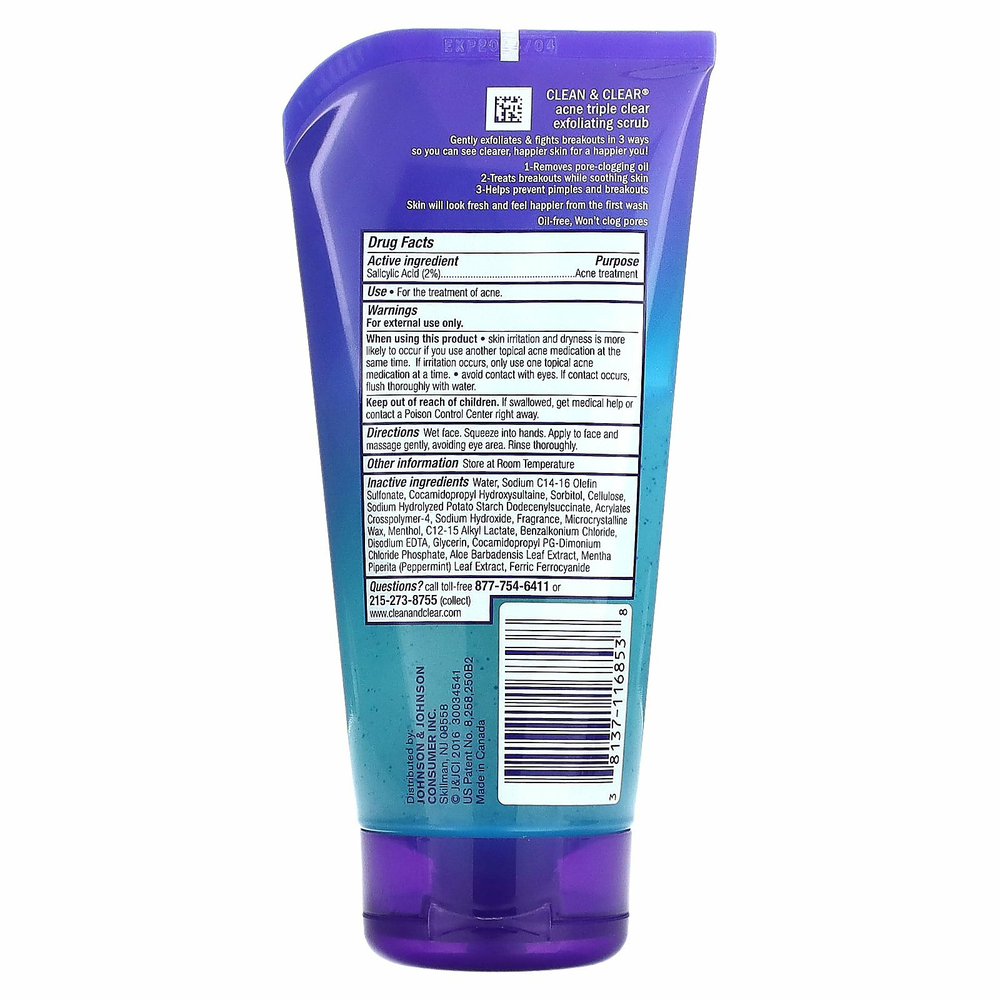 Clean & Clear, Тройной отшелушивающий скраб от акне, 141 г (5 унций)