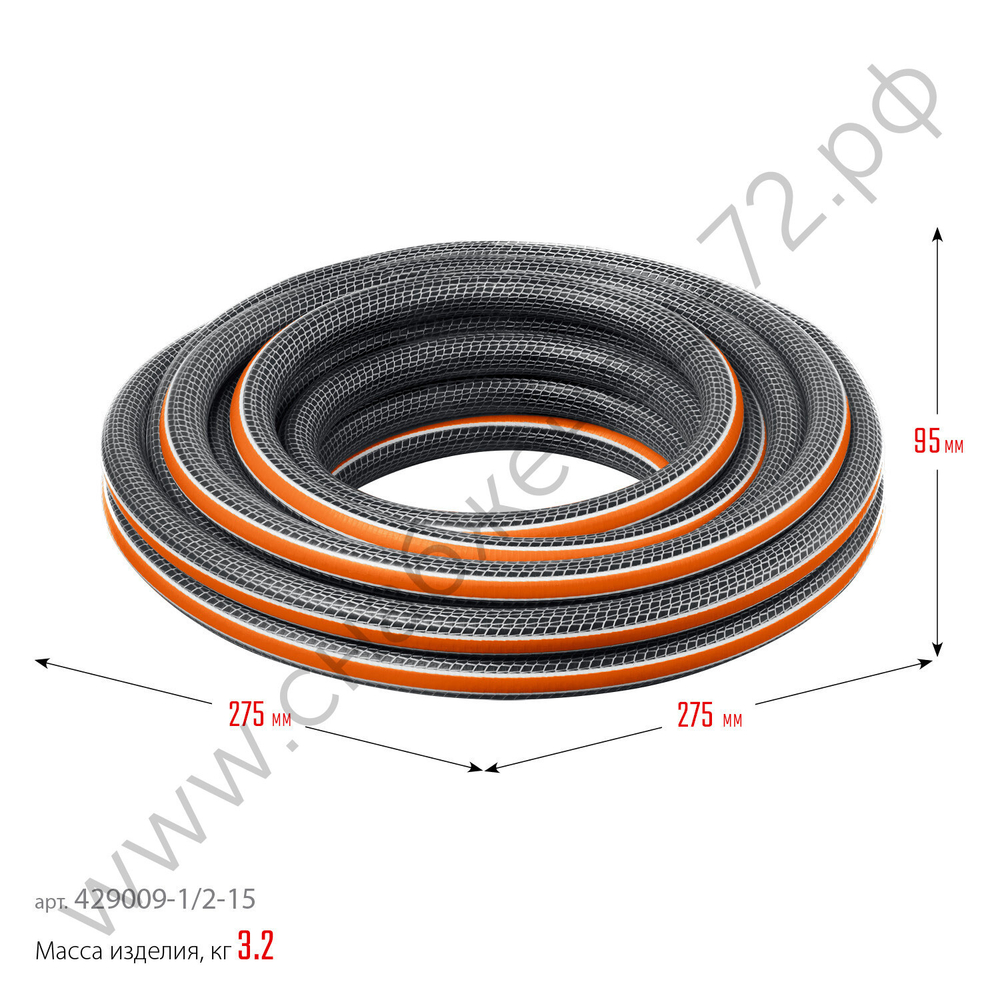 GRINDA ULTRA 6, 1/2″, 15 м, 30 атм, шестислойный, двойное армирование, поливочный шланг, PROLine (429009-1/2-15)