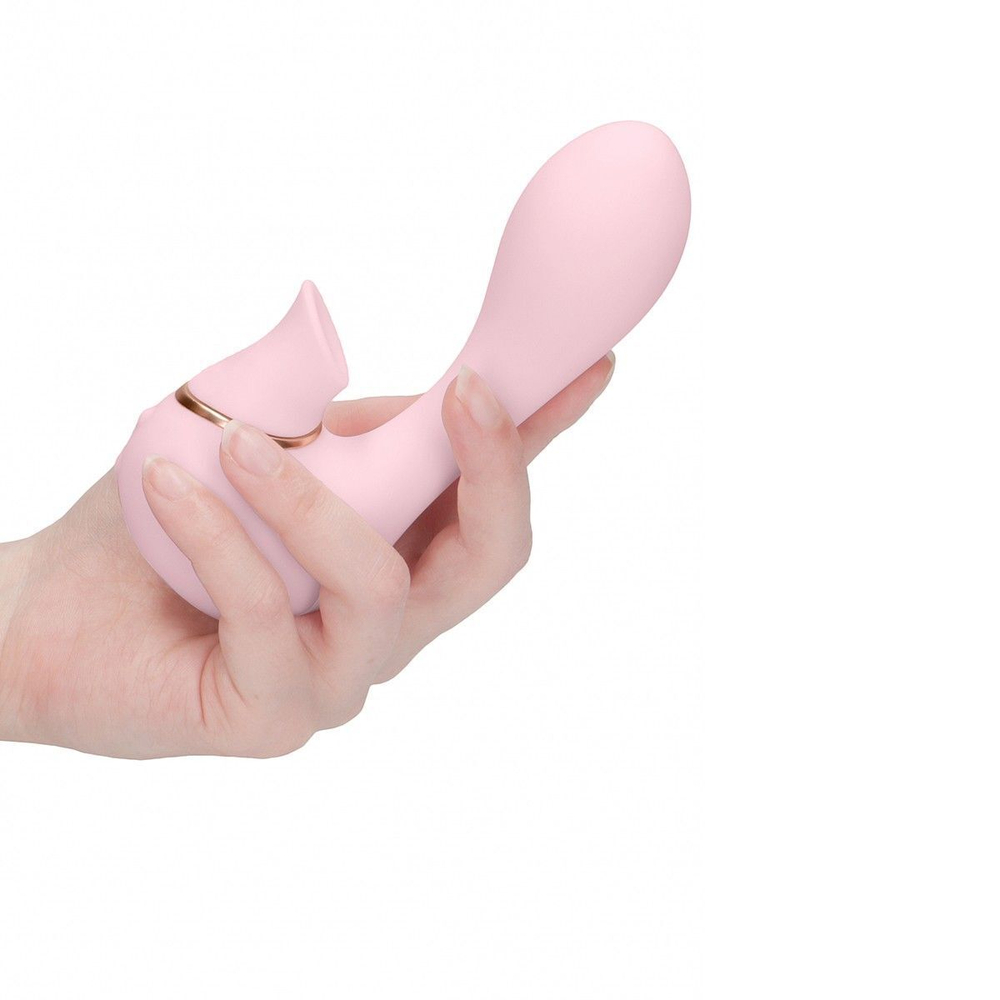 Розовый вакуум-волновой массажер с двойной стимуляцией Irresistible Mythical (Цвет: розовый)