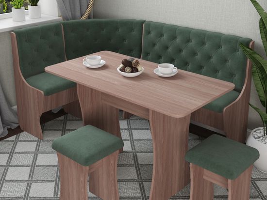 Кухонный уголок bravo "Оливьер" (Ясень Шимо темный/Велюр Ultra Olive (AT)) -G/Л3