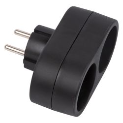 S-ES2-16O BLACK Разветвитель сетевой. б-з. 2 гнезда. 16А. 3500Вт. Черный. ТМ Uniel