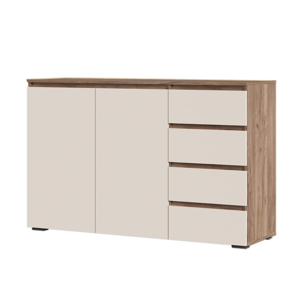 Хелен КМ 06 Комод 4 ящика и 2 створки Дуб крафт табачный / Кашемир