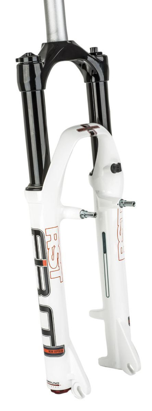 Вилка амортизационная 26"х28,6 возд.-масл. рег. гидр. блок.+отскок 100мм V+D белая RST F1RST 26
