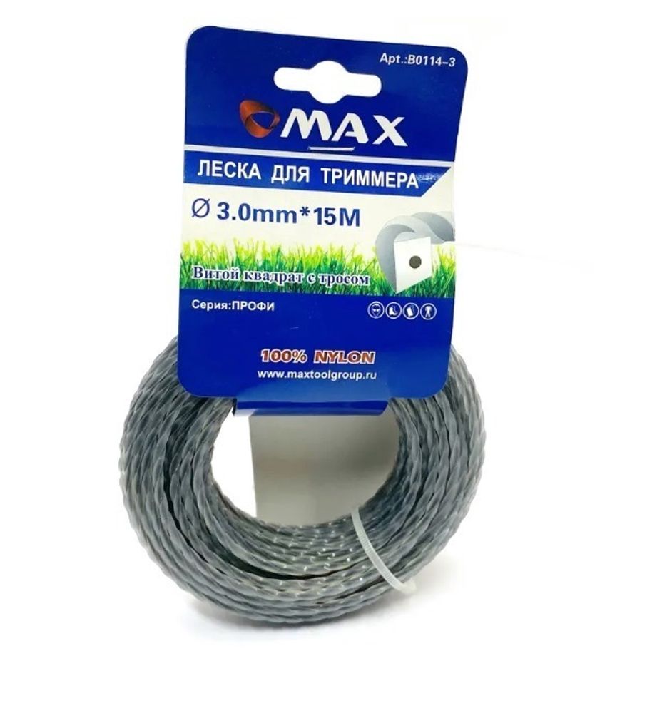 Леска для триммера 2,4мм*15м (Трос витой квадрат DUO TWIST)