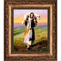 Спасение заблудшей овцы. Икона Иисуса Христа на холсте.