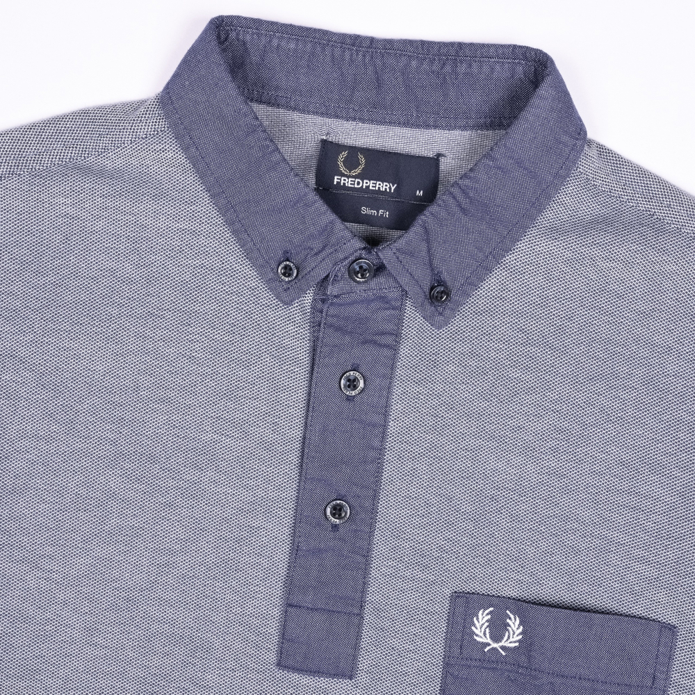 Серое поло Fred Perry с бледно-синими деталями под деним, М slim