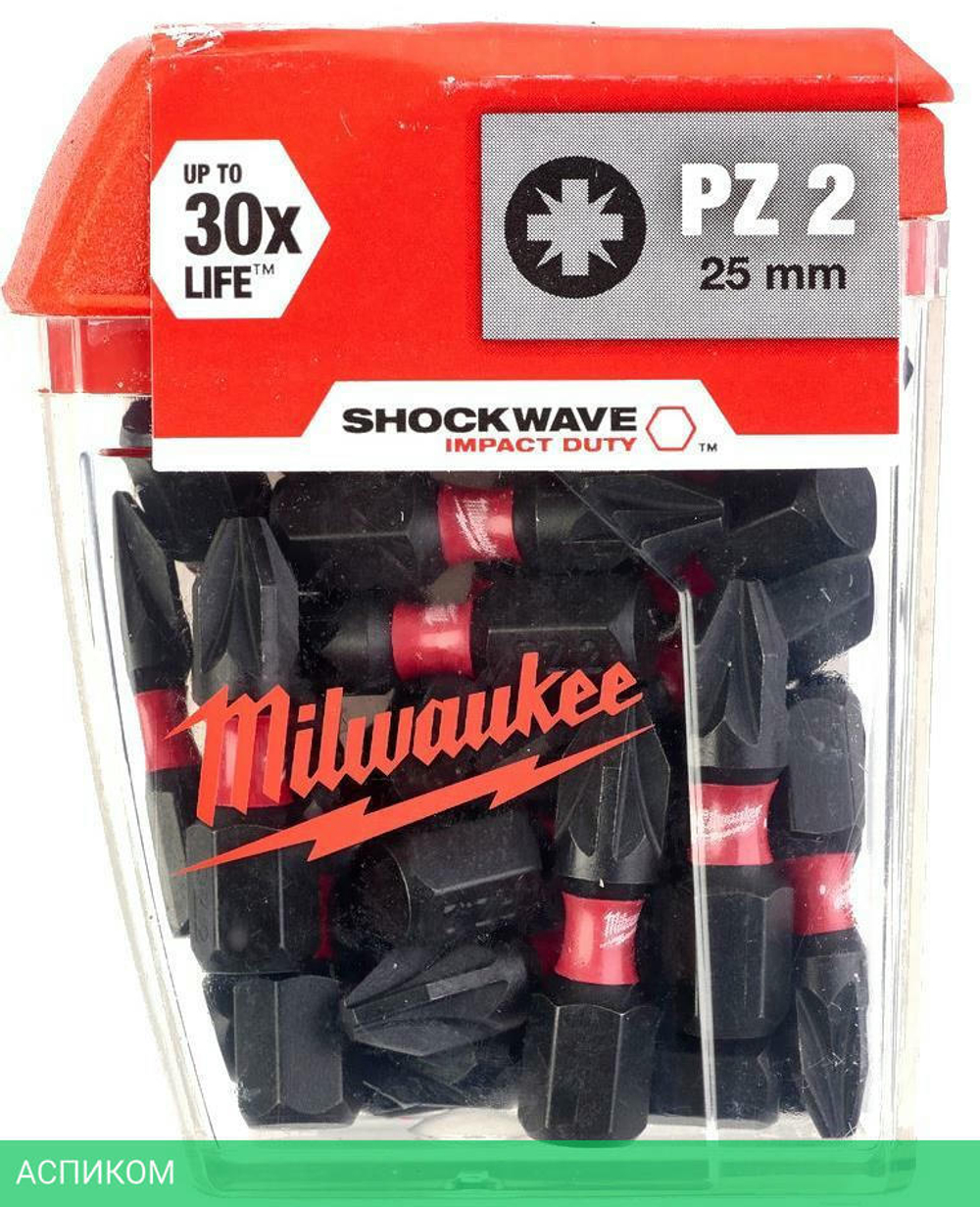 Бита Milwaukee Shockwave PZ2 25мм 25шт (4932430864)