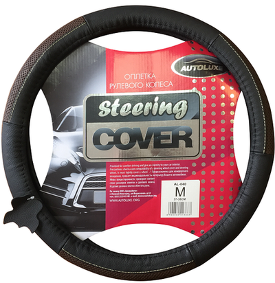 AL-040-черн. нат. кожа Оплетка д/руля М (кор.-25шт)