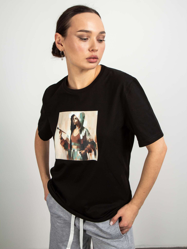 Футболка женская с принтом черная