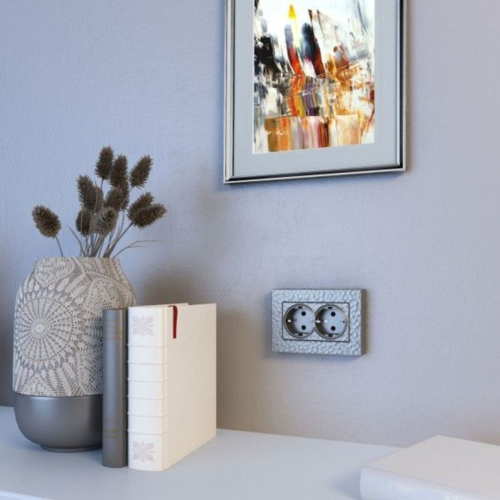 Рамка для двойной розетки Hammer (серебряный)