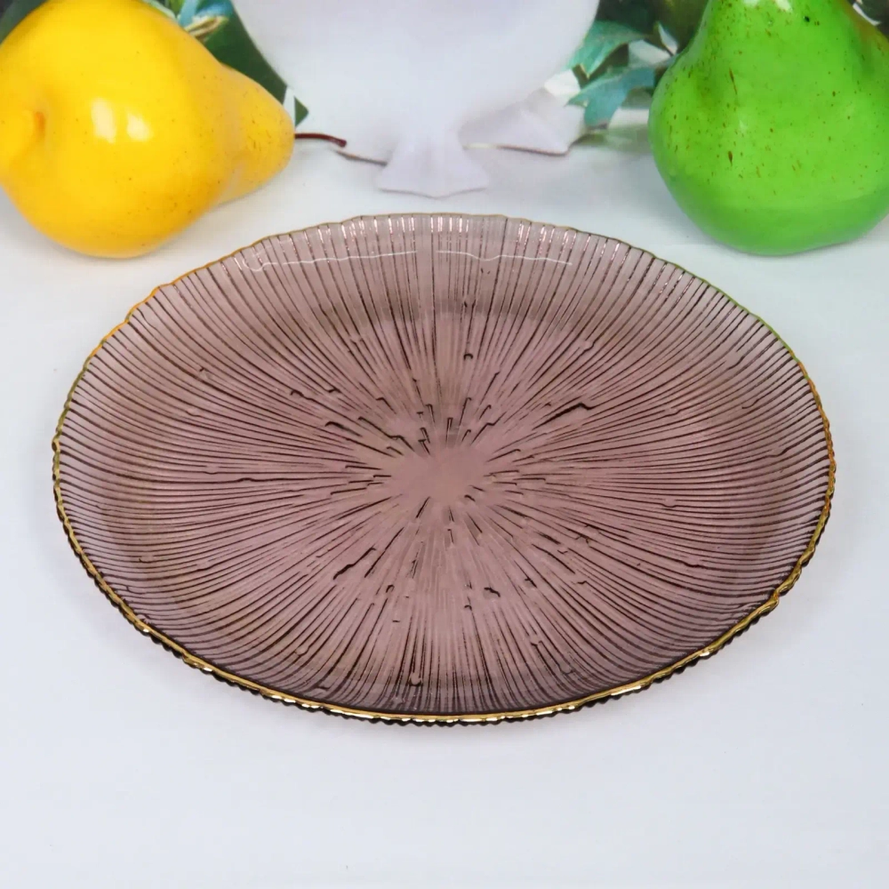 Тарелка стеклянная 21см «Флоренция» пыльная роза