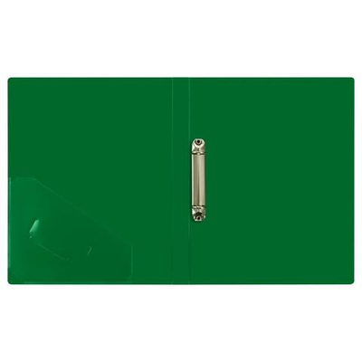 Папка на 2 кольцах А4 пластик, зеленая "Стандарт" (Стамм)
