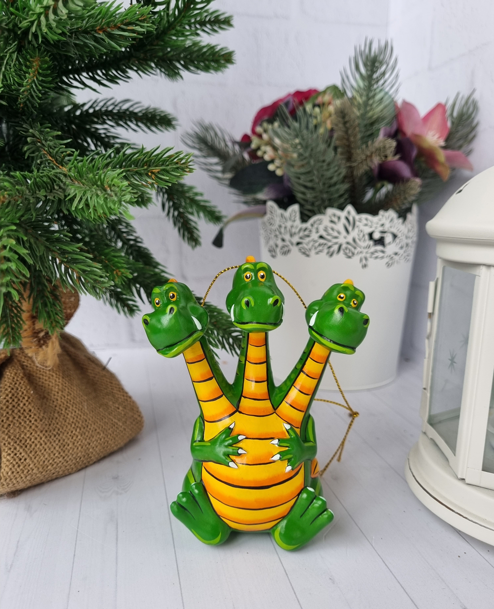 Змей горыныч ёлочная игрушка из фарфора