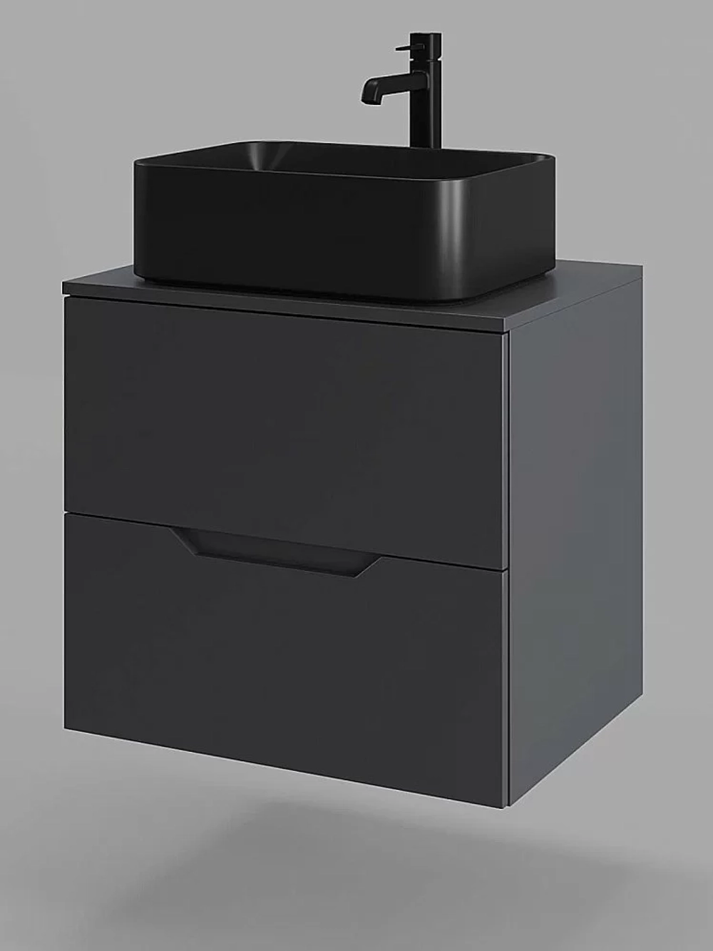 Тумба с раковиной Orange Line 60 Li-60TugMDF+B02-460MB графит матовый