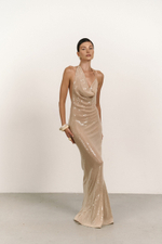 Платье в пайетках, Бежевое